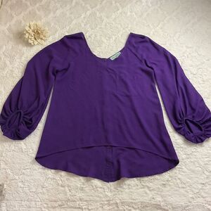 Danika Jay Blouse‎ Women’s Large Purple High Low Button Back
